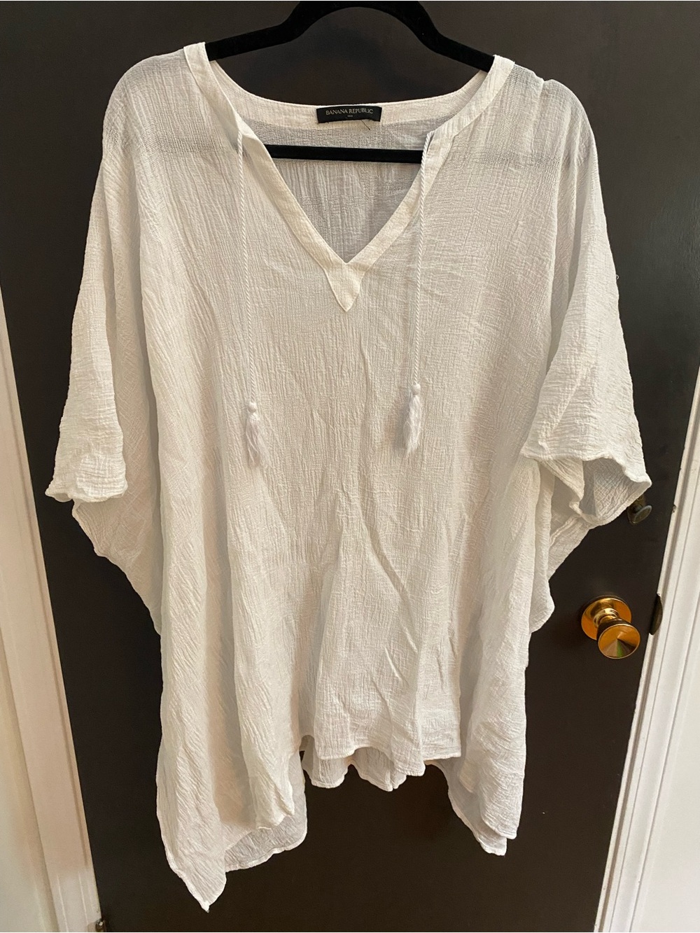 Banana Republic Cotton White Gauzy Tunic Top Dolman Sleeve Size XS/S Like New
